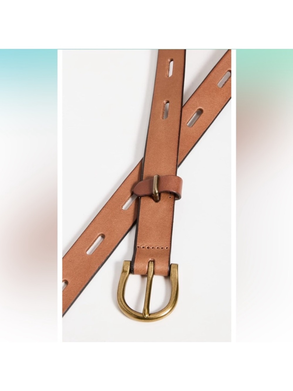 Madewell Chestnut Leather Belt with Brass Buckle - Picture 3 of 10